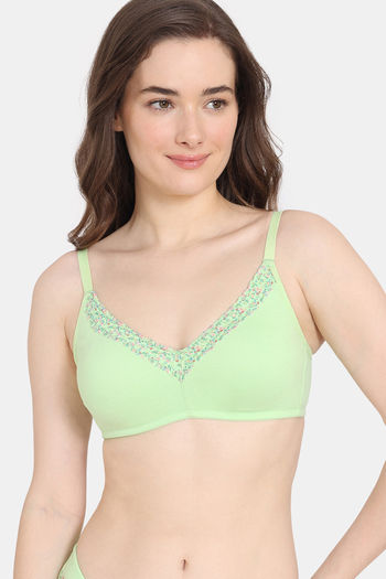 Buy Zivame Cupid Chic Double Layered Non Wired 3/4th Coverage T-Shirt Bra - Patina Green